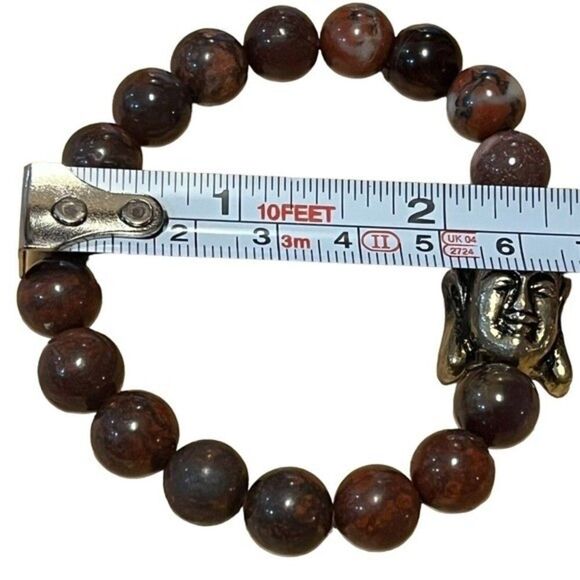 Costume Purple Aventurine Stones Beaded Stretchable Bracelet with Buddha Face - Picture 10 of 10